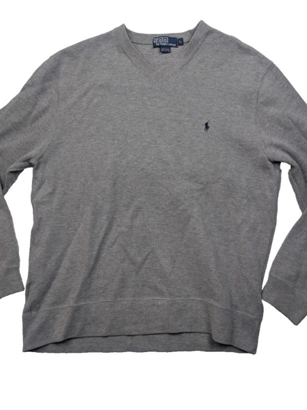 Ralph Lauren Gray V-Neck Sweater with Polo Logo
